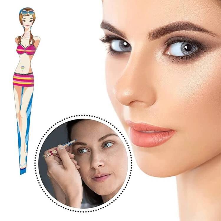 Tvoip 6Pcs Professional Girl Eyebrow Tweezer Stainless Steel Slanted Eyebrow Tweezers Eyebrows Hair Remover Tools Cosmetics Beauty (random color) - Image 3